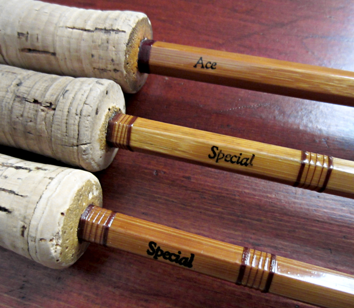 VINTAGE BAMBOO FLY Rod Fishing Poles (2) with Extensions in